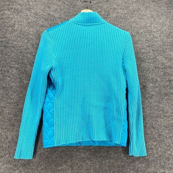 For Cynthia Quilted Jacket Women PL Petite Blue Full Zip High Neck Long Sleeve - Picture 2 of 9
